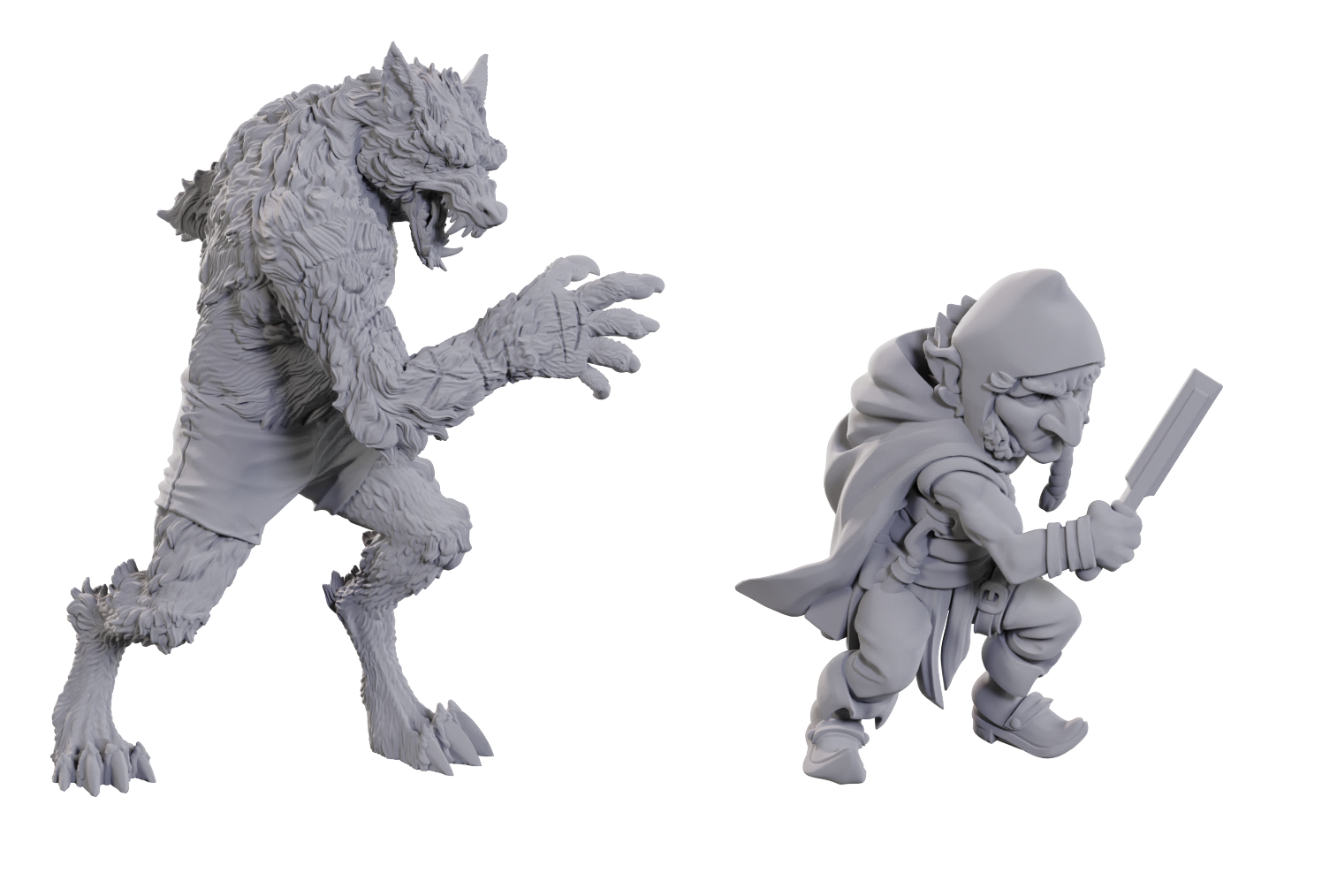 Critical Role Unpainted Minis: Chetney Pock OPea and Werewolf 
