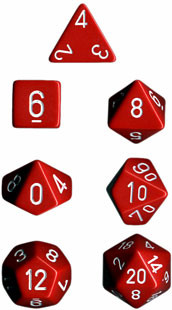Chessex (25404): Polyhedral 7-Die Set: Opaque: Red/White 