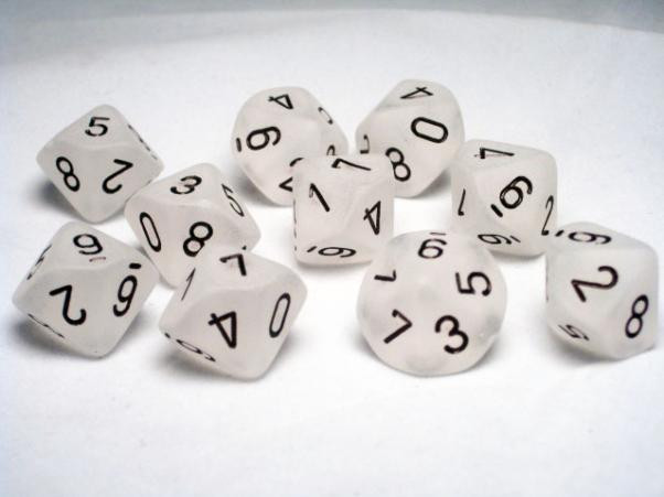 Chessex (27201): D10: Frosted: Clear/Black 