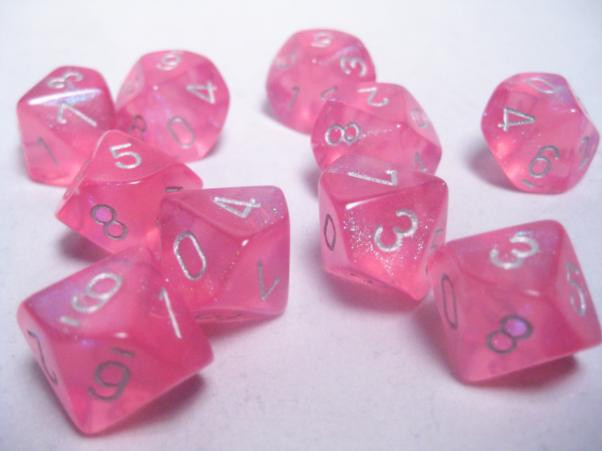 Chessex (27204): D10: Borealis: Pink/Silver 