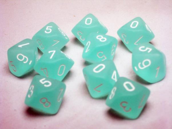 Chessex (27205): D10: Frosted: Teal/White 