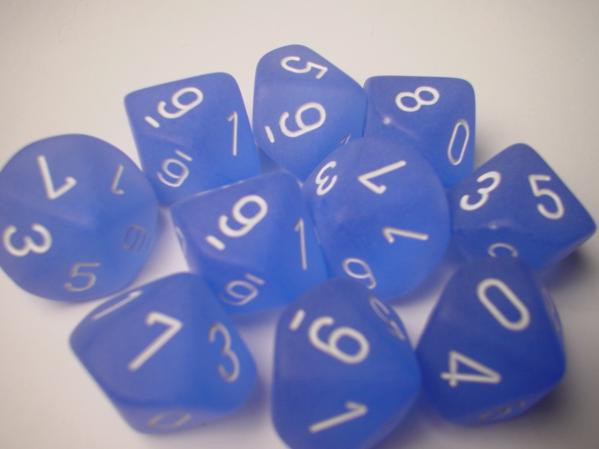 Chessex (27206): D10: Frosted: Blue/White 