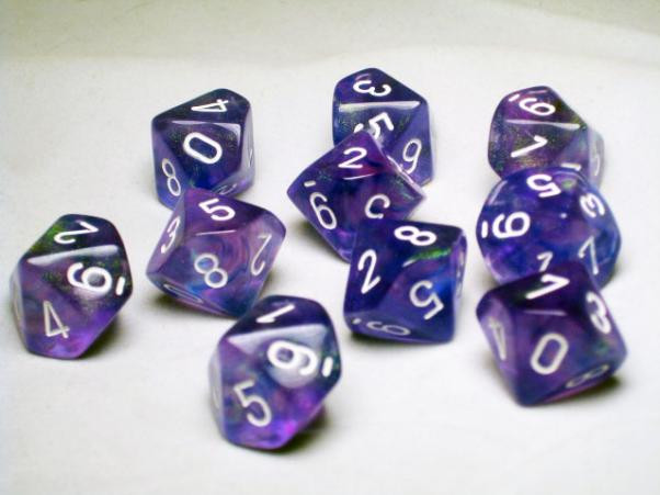 Chessex (27207): D10: Borealis: Purple/White 