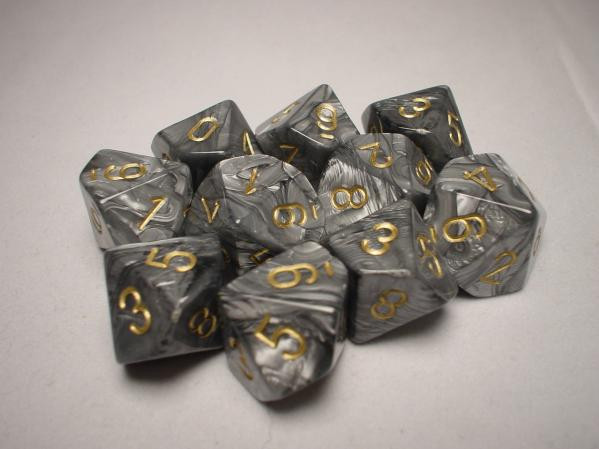 Chessex (27210): D10: Leaf: Steel/Gold 