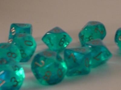 Chessex (27286): D10: Borealis: Teal/Gold 