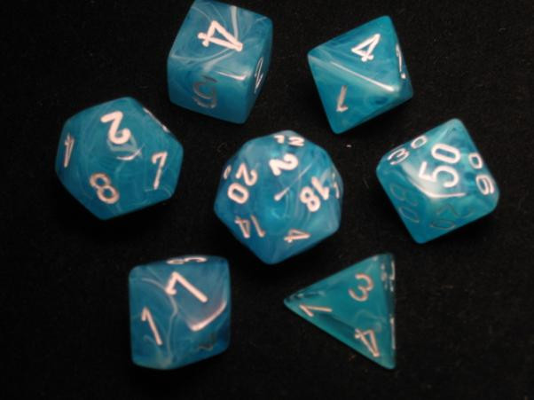 Chessex (27446): Polyhedral 7-Die Set: Cirrus: Light Blue/White 