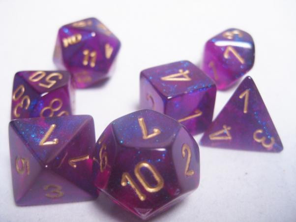 Chessex (27467): Polyhedral 7-Die Set: Borealis: Royal Purple/Gold 