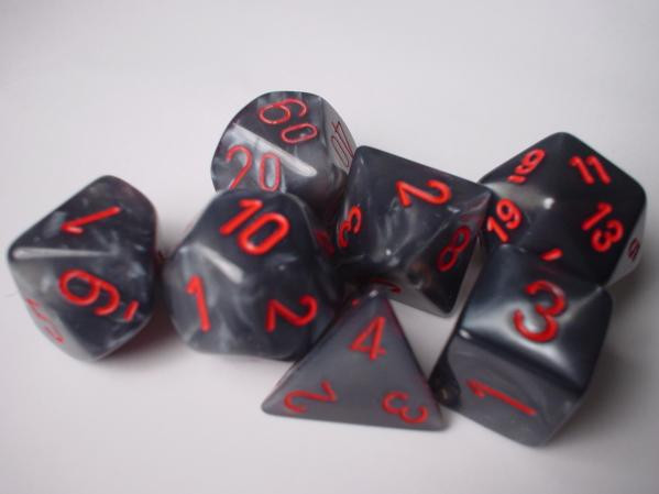 Chessex (27478): Polyhedral 7-Die Set: Velvet: Black/Red 