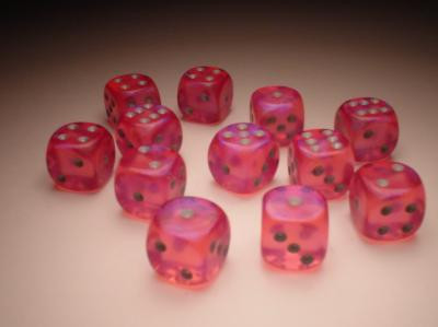 Chessex (27804): D6: 12mm: Borealis: Pink/Silver 