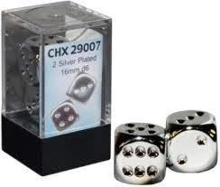 Chessex (29007): D6: 16mm: Silver-Plated (2) 