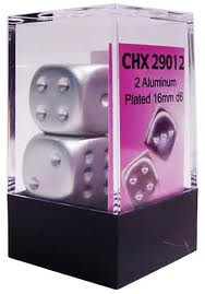 Chessex (29012): D6: 16mm: Aluminum Metallic (2) 