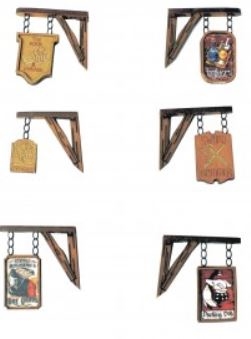 4Ground Miniatures: 28mm Fabled Realms: Mordanburg Pub & Shop Signs 