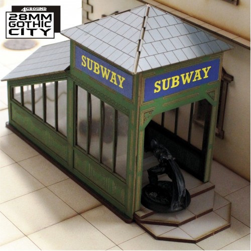 4Ground Miniatures: 28mm: Gothic City: Downtown Subway Entrance 