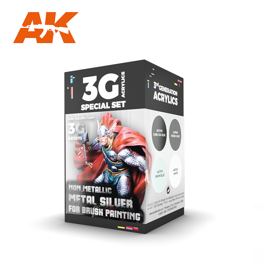 AK-Interactive 3G Wargame Color Set: Non-Metallic Metal Silver 