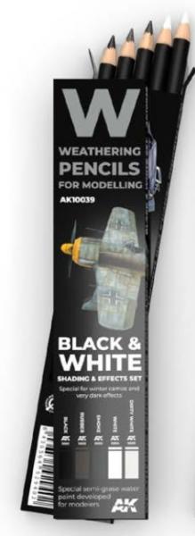 AK-Interactive Weathering Pencils: Black & White Shading & Effects Set 