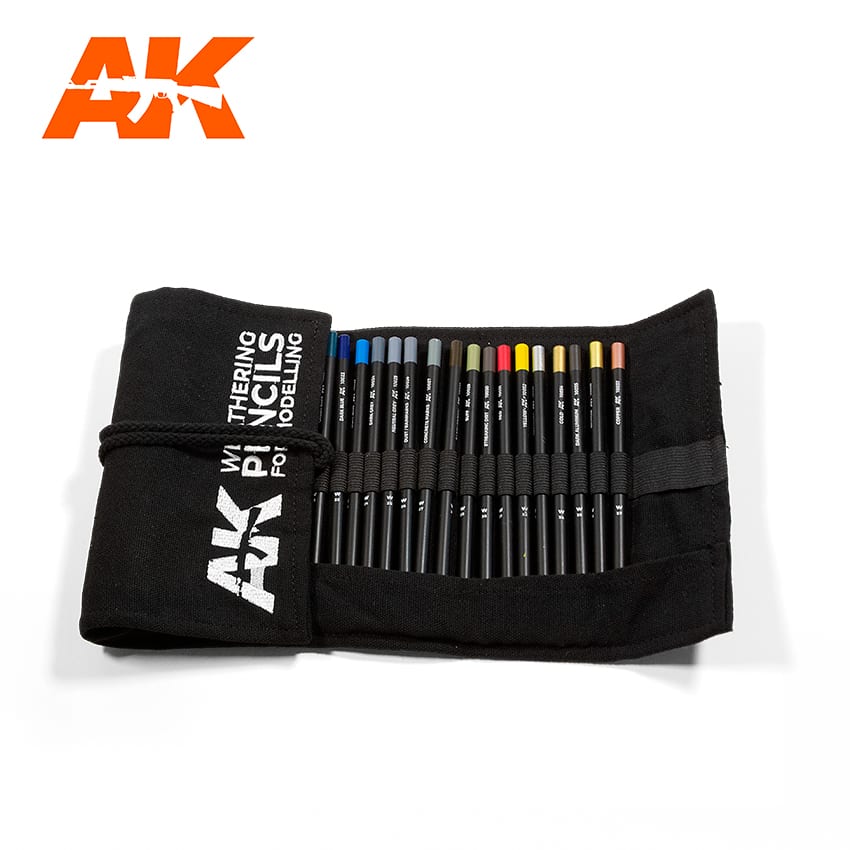 AK-Interactive Weathering Pencils: Full Range Cloth Case Set 