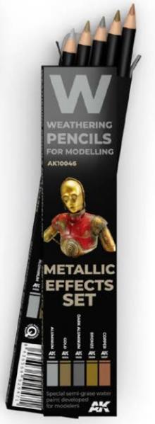 AK-Interactive Weathering Pencils: Metallic Effects Set 