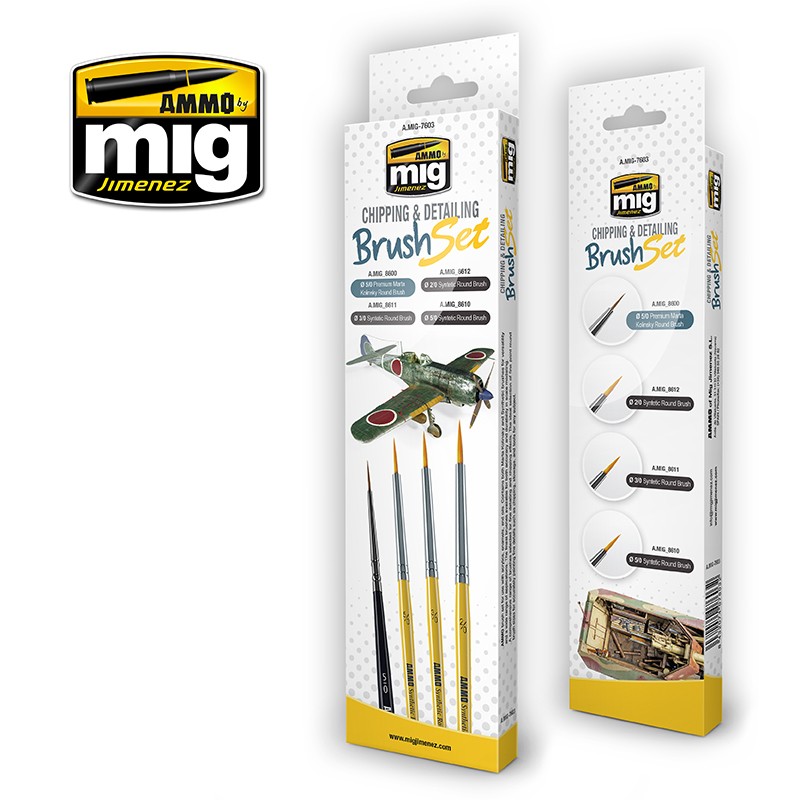 Ammo MIG: Chipping & Detailing Brush Set 