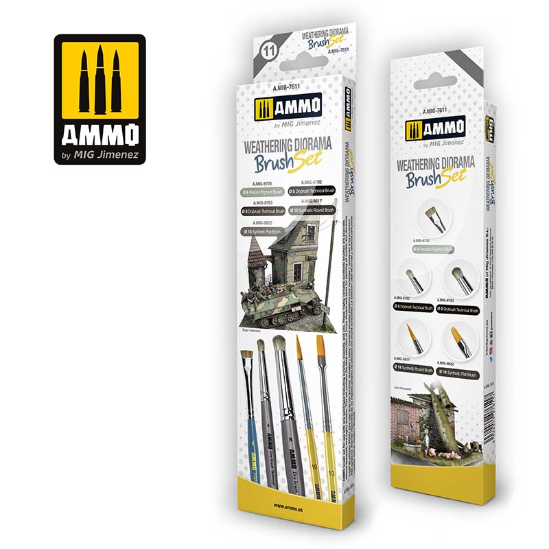 Ammo MIG: Dioramas Weathering Brush Set  