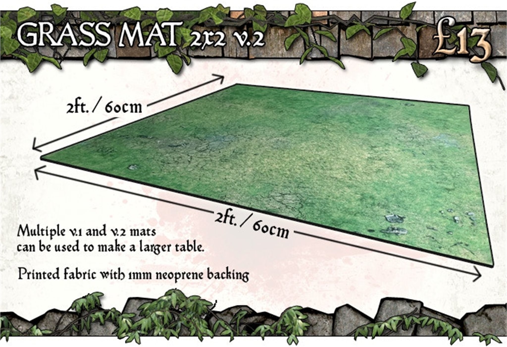 Battle Systems: Gaming Mat: Grassy Fields V.2. (2 x 2)  