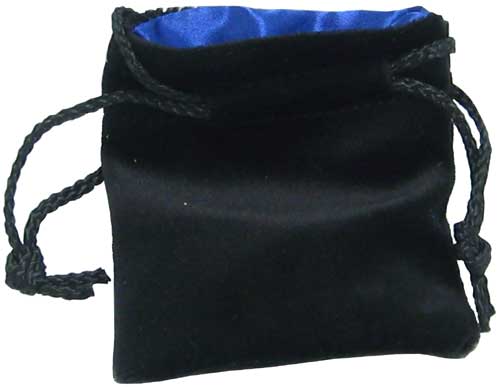 Black Velvet Dice Bag (3.75x4"): Black/ Blue 