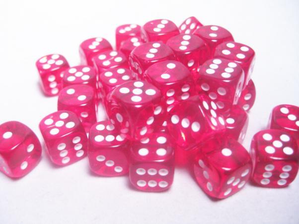 Chessex (23804): D6: 12mm: Translucent: Red/White 