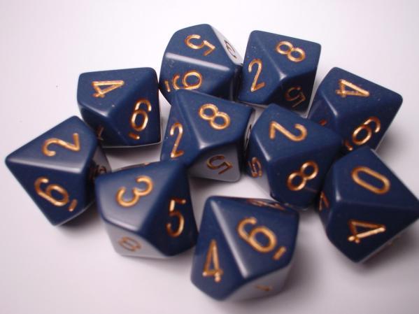 Chessex (25226): D10: Opaque: Dusty Blue/Copper 