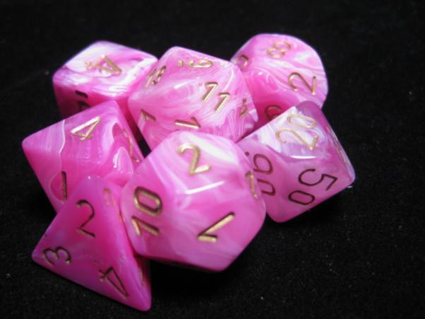 Chessex (27454): Polyhedral 7-Die Set: Vortex: Pink/ Gold 