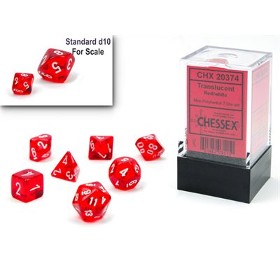 Chessex (20374): Mini Polyhedral 7-Die Set: Translucent: Red/White  