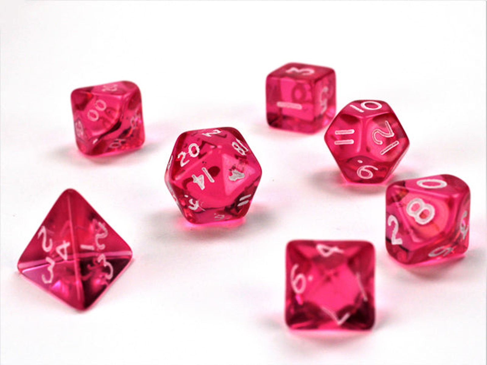 Chessex (20384): Mini Polyhedral 7-Die Set: Translucent: Pink/White 