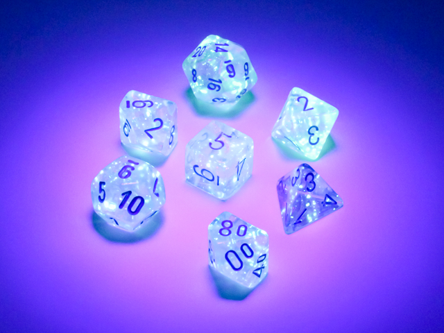 Chessex (20581): Mini Polyhedral 7-Die Set: Borealis Icicle/ light blue 