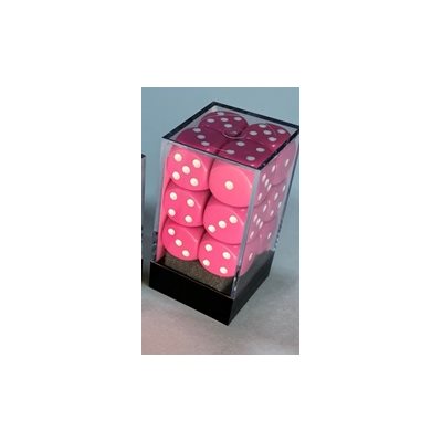 Chessex (25644): D6: 16mm: Opaque: Pink/White 