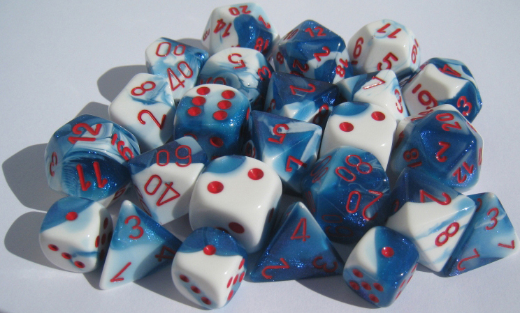 Chessex (26257): D10: Gemini #7: Astral Blue-White/Red 
