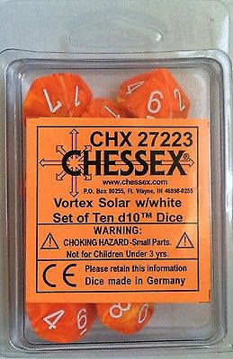 Chessex (27223): D10: Menagerie #8 Vortex Solar/White 