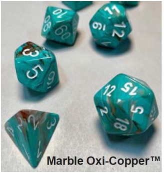 Chessex (27403): Polyhedral 7-Die Set: Marble: Oxi-Copper with White 