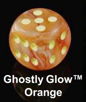 Chessex (27523): Polyhedral 7-Die Set: Ghostly Glow: Orange/Yellow 