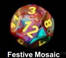 Chessex (27650): D6: 16mm: Festive: Mosaic/Yellow 