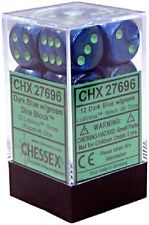 Chessex (27696): D6: 16mm: Lustrous: Blue/Green 