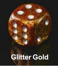 Chessex (27703): D6: 16mm: Glitter: Gold/Silver 