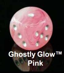 Chessex (27724): D6: 16mm: Ghostly Glow: Pink/Silver 