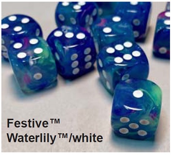 Chessex (27746): Festive D6 16mm Waterlily with White (12) 