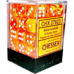 Chessex (27823): D6: 12mm: Menagerie #8 Solar/White Vortex 