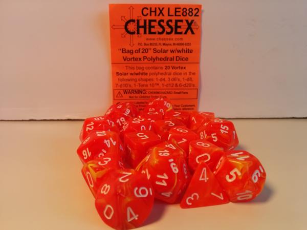 Chessex Bulk Dice Set: Menagerie# 8 Vortex Solar with White 