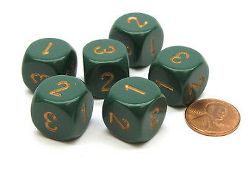 Chessex D3: OPAQUE: DUSTY GREEN/COPPER 