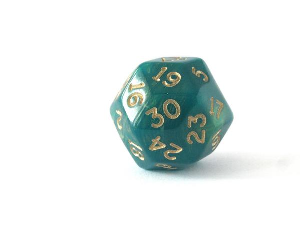 Chessex: d30 - Gold Shimmer Polyhedral Green/Gold 