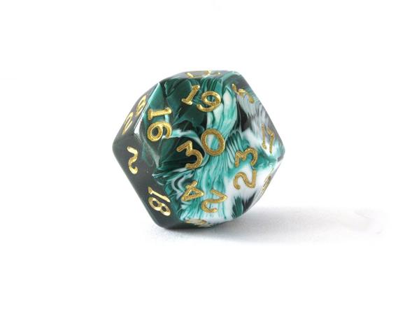 Chessex: d30 - Marbleized Green/Gold 