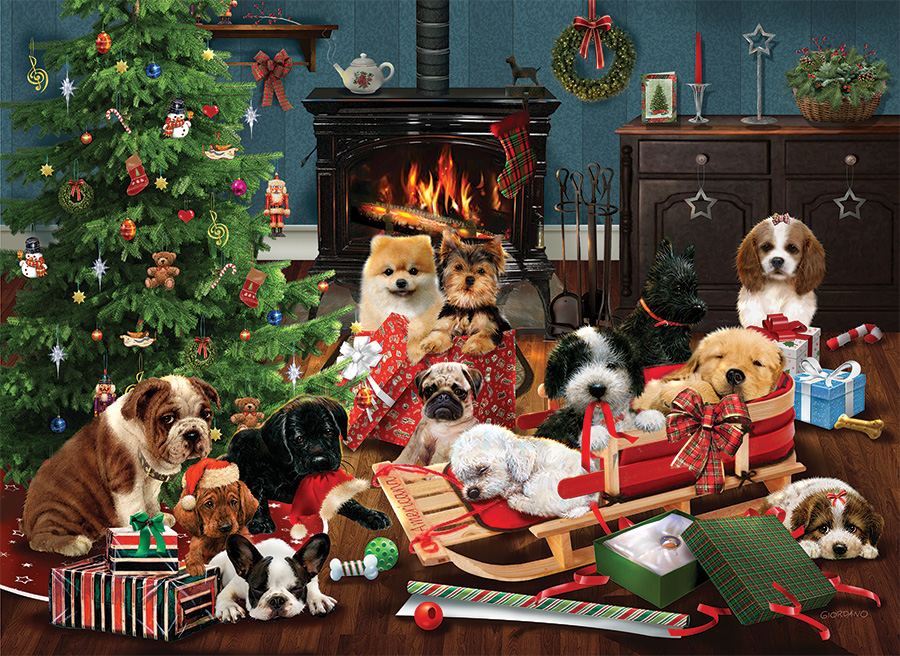 Cobble Hill Puzzles (1000): Christmas Puppies 