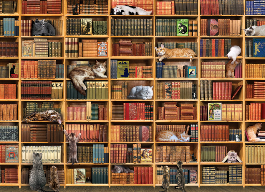 Cobble Hill Puzzles (1000): The Cat Library 