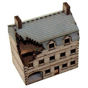 4Ground Miniatures: 15mm Pre-Painted: European Buildings: Damaged Stone Hotel