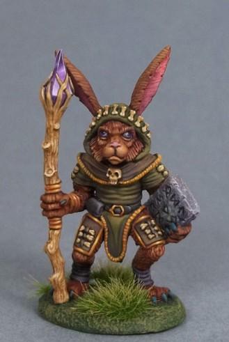 Dark Sword Miniatures: Critter Kingdoms- Rabbit Druid with Staff 